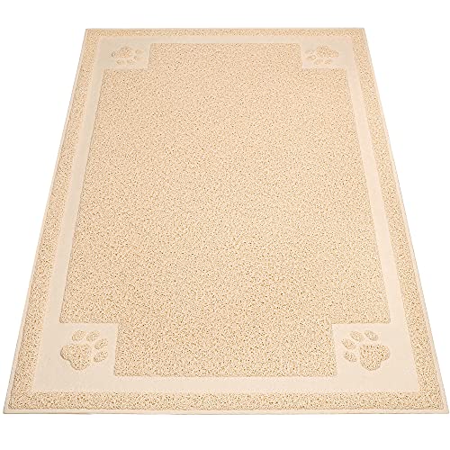 UPSKY Große Katzenstreumatte 88,9 x 58,9 cm, fängt Streu aus der Box und Pfoten ein, Streukontrolle für Katzentoilette, weich auf empfindlichen Pfoten, leicht zu reinigen, langlebig (Beige) von Upsky