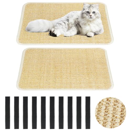 Toivize Kratzmatte Katze 2 Stück, Natürliche Sisal Kratzmatte Katze Wand 30 x 40 cm Katzenkratzmatte Kratzwand für Katzen Schützt Möbel, Sofas, Teppiche von UptVin