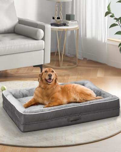 Upvilla Orthopädisches Bett für Hunde, wasserdichtes Hundesofa (Grau, groß) von Upvilla