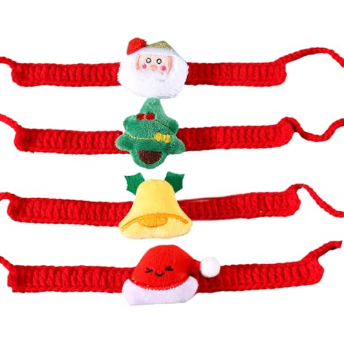 4 x Weihnachts-Strickschals für Haustiere, warm, gestreift, für Silvester, für Feiertage, Partys von Uqezagpa