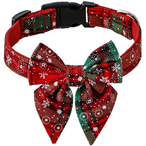 Uqezagpa Weihnachts-Halsband für Hunde mit Schleife, Festival, Party, Haustierkostüm, Zubehör, Breakaway, Kätzchen, Urlaub von Uqezagpa