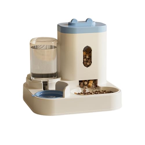 2-in-1 Futterspender Katze Hund, Katzen Futterautomaten und Wasserspender mit Wasser, Schwerkraft Automatischer Futterspender Katze, Manuell Futterautomat für Katzen Kätzchen Welpen (Blau) von UrCreat