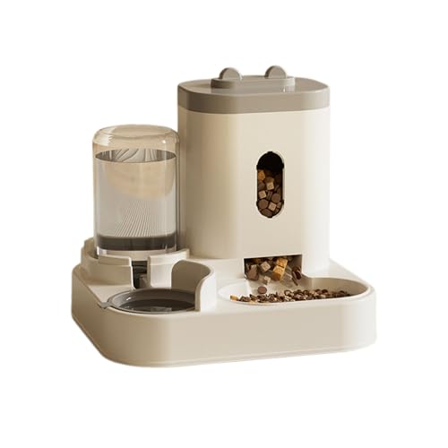 2-in-1 Futterspender Katze Hund, Katzen Futterautomaten und Wasserspender mit Wasser, Schwerkraft Automatischer Futterspender Katze, Manuell Futterautomat für Katzen Kätzchen Welpen (Grau) von UrCreat