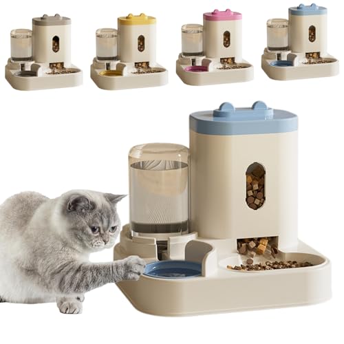 Futterspender Katze Reisen Haustiere, Katzen Futterautomaten Trockenfutter Outdoor, Automatischer Futterspender Katze, Futterautomat für Katzen Klein Hunde, Pet Feeder (Blau) von UrCreat