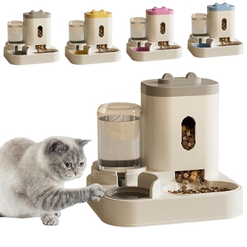 Futterspender Katze Reisen Haustiere, Katzen Futterautomaten Trockenfutter Outdoor, Automatischer Futterspender Katze, Futterautomat für Katzen Klein Hunde, Pet Feeder (Grau) von UrCreat