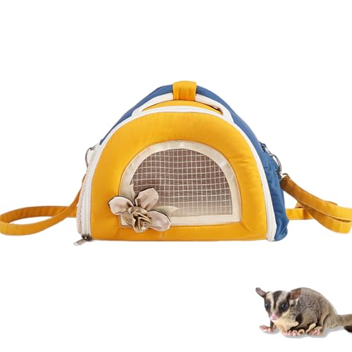 Hamster Tragetasche Kleintier, Hausbett Winter Warm mit Verstellbarem Einzelschultergurt Atmungsaktive Weiche, Handtasche Geeignet für Igel Rennmäuse Mäuse Ratten (Gelb) von UrCreat