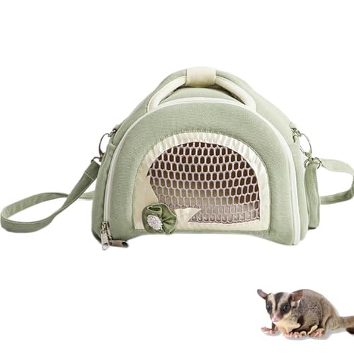 Hamster Tragetasche Kleintier, Hausbett Winter Warm mit Verstellbarem Einzelschultergurt Atmungsaktive Weiche, Handtasche Geeignet für Igel Rennmäuse Mäuse Ratten (Matcha) von UrCreat