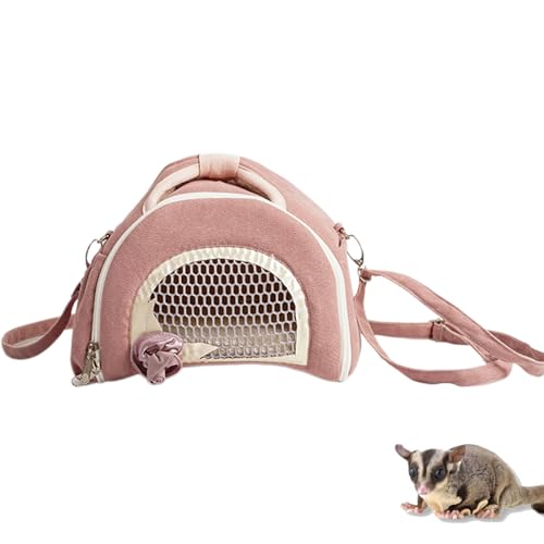 Hamster Tragetasche Kleintier, Hausbett Winter Warm mit Verstellbarem Einzelschultergurt Atmungsaktive Weiche, Handtasche Geeignet für Igel Rennmäuse Mäuse Ratten (Rosa) von UrCreat