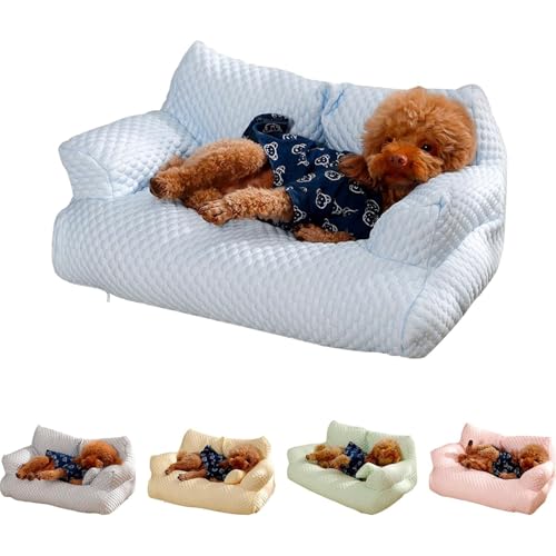 HundeköRbchen Aus Eisseide, Hundebetten Sommerschlafen, Sofa Bed, SchlafpläTze & MöBel FüR Hunde Atmungsaktiv, Hundesofa Waschbar FüR Kleine, MittelgroßE Und GroßE Hunde (L,Blau) von UrCreat