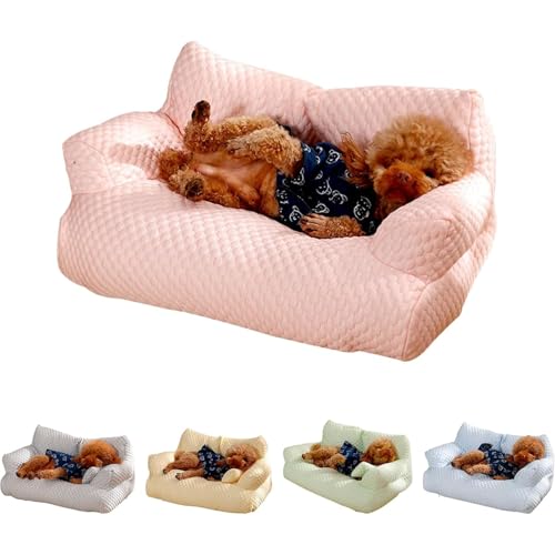 HundeköRbchen Aus Eisseide, Hundebetten Sommerschlafen, Sofa Bed, SchlafpläTze & MöBel FüR Hunde Atmungsaktiv, Hundesofa Waschbar FüR Kleine, MittelgroßE Und GroßE Hunde (L,Rosa) von UrCreat