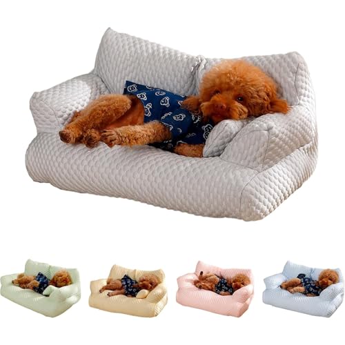 Hundesofa FüR Kleine Hunde Aus Eisseide, Hundebett KüHlend Sommerschlafen, Hunde Bett, KüHlendes Hundebett Atmungsaktiv, Dog Bed FüR Kleine, MittelgroßE Und GroßE Hunde (L,Grau) von UrCreat