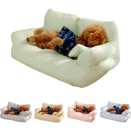 Hundesofa FüR Kleine Hunde Aus Eisseide, Hundebett KüHlend Sommerschlafen, Hunde Bett, KüHlendes Hundebett Atmungsaktiv, Dog Bed FüR Kleine, MittelgroßE Und GroßE Hunde (M,Grün) von UrCreat