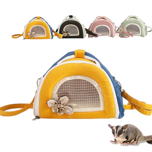 UrCreat Transportboxen Kleintiere, Tragetasche Meerschweinchen, Transportboxen Kleine Hunde, Tragbare Reise-Hamster-Tasche Kleine Haustiere, Tragetasche Für Kleintiere, Atmungsaktive Tasche (Gelb) von UrCreat