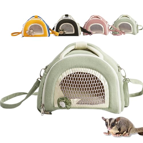 UrCreat Transportboxen Kleintiere, Tragetasche Meerschweinchen, Transportboxen Kleine Hunde, Tragbare Reise-Hamster-Tasche Kleine Haustiere, Tragetasche Für Kleintiere, Atmungsaktive Tasche (Matcha) von UrCreat