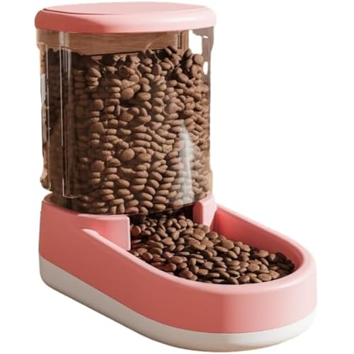 UrCreat Automatischer Futterspender, Automatischer Futterspender Katze, pet Automatic Water Dispenser, 3.8L Futterautomat Katze und 3.8L Wasserspender Hund (Futterspender,Rosa) von UrCreat