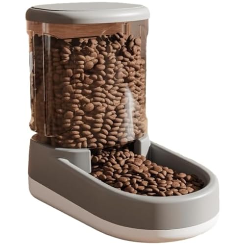 UrCreat Automatischer Wasserspender und Futterspender, Wasserspender für Hunde Katze, Automatischer Trinkbrunnen, Haustier Trinkflasche Tierzubehör für Hunde Katzen,3.8 L (Futterspender,Grau) von UrCreat