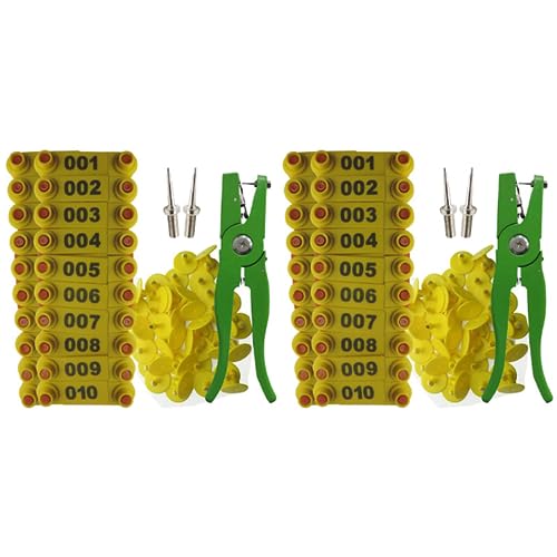 UrbanFlyingFox 2X Ohr Marken Ohr Marken Schaf Markierungs Applikator 001-100 Ohr Marken für Das Ziegen Identifikations Kit Ohr Marken - Gelb von UrbanFlyingFox