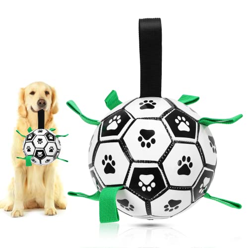 Hundespielzeug, Fußball mit interaktiven Ziehlaschen, Hundespielzeug zum Tauziehen, Welpengeburtstagsgeschenke, Hundespielzeug, Wasserspielzeug, langlebige Hundebälle für Norfolk-Terrier und andere von UrbanX
