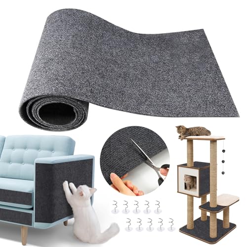 Urijk Selbstklebend Kratzmatte Katze Wand,30*100CM Kratzmatte Katzen,DIY Trimmbarer Teppich Matte Pad Katzenkratzbretter,Kratzschutz Katzenkratzmatte für Schützt Teppiche Sofa Möbelschutz（Dunkelgrau） von Urijk