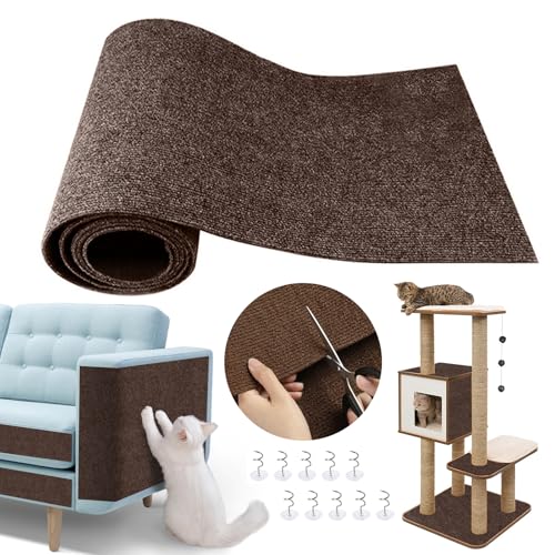 Urijk Selbstklebend Kratzmatte Katze Wand,30 * 100CM Kratzmatte Katzen,DIY Trimmbarer Teppich Matte Pad Katzenkratzbretter,Kratzschutz Katzenkratzmatte für Schützt Teppiche Sofa Möbelschutz（braun） von Urijk