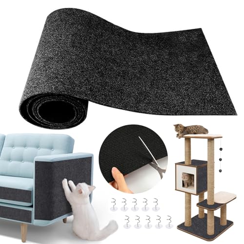 Urijk Selbstklebend Kratzmatte Katze Wand,30 * 30CM Kratzmatte Katzen,DIY Trimmbarer Teppich Matte Pad Katzenkratzbretter,Kratzschutz Katzenkratzmatte für Schützt Teppiche Sofa Möbelschutz（schwarz） von Urijk