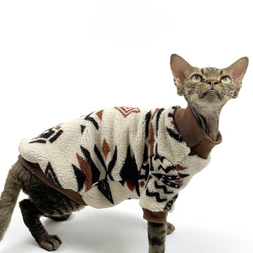 Festlicher Katzenpullover, klassisch, weich, warm, Weihnachtskleidung für haarlosen Sphynx, Devon und alle Indoor-Kätzchen (geometrisch, Größe M) von Urnat