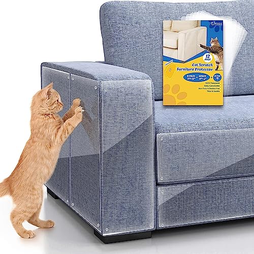 Uross 12 Stück Katze Kratzschutz, 8 Stück 43 x 30cm kratzschutz sofa katze, 4 Stück 43 x 15cm Katze Kratzschutzfolie, Kratzfesten Schutzfolie für Sofa Wand Tür und Möbel, 50 Schrauben von Uross