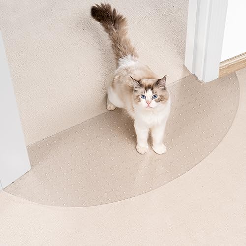 Uross Halbrunder Teppichschutz für Haustiere, 1 Stück, Kunststoff-Katzen-Teppichschutz für Tür, Katzenkratz-Teppich-Schutzmatte, Katzen-Ripping Up Teppich unter der Tür, Teppich-Kratz-Stopper von Uross