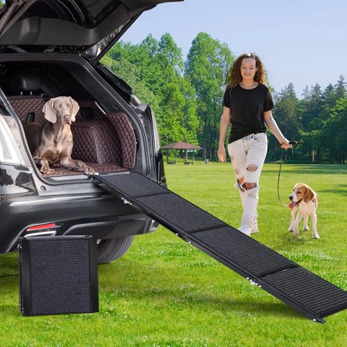 Uross Hundetreppe für Auto 180CM - Zusammenklappbare Hundetreppe für Auto und SUV, Aluminium-Hundetreppe für große Hunde, ausziehbare Hundetreppe für LKW, Hochbett von Uross