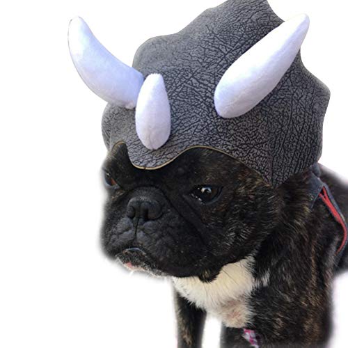 Hund Dinosaurier Kostüm, Triceratops Haustier Hut Kopfschmuck Hund Katze Dress Up Party Kostüm Cosplay Cute Horn Kopfschmuck von Vanstart