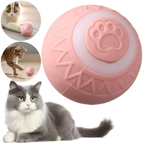 Katzenspielzeug Powerball Selbstbeschäftigung, Katzen Spielzeug Elektrisch Interaktiv, Interaktives Katzenspielzeug FüR Katzen Spielzeug Intelligentes Usb Wiederaufladbarer Katzenspielzeug Ball (Rosa) von Usper