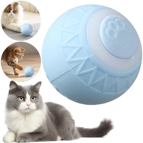 Katzenspielzeug Powerball Selbstbeschäftigung, Katzen Spielzeug Elektrisch Interaktiv, Interaktives Katzenspielzeug FüR Katzen Spielzeug Intelligentes Usb Wiederaufladbarer Katzenspielzeug Ball (Blau) von Usper