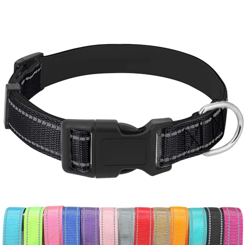 UsunyVora Reflektierendes Hundehalsband mit Schnellverschluss-Schnalle, Neopren, gepolstert, verstellbar, für Welpen, XXS, Schwarz von UsunyVora