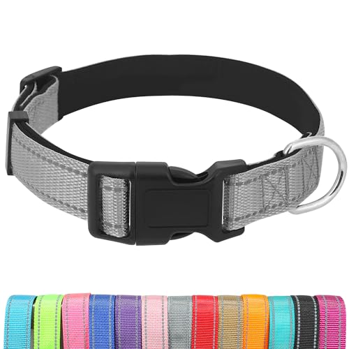 UsunyVora Reflektierendes Hundehalsband mit Schnellverschluss-Schnalle, Neopren, gepolstert, verstellbar, für extra große Hunde, XL, Grau von UsunyVora