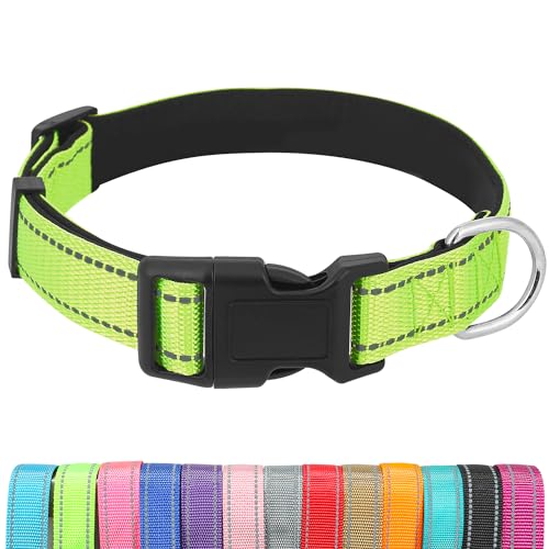 UsunyVora Reflektierendes Hundehalsband mit Schnellverschluss-Schnalle, Neopren, gepolstert, verstellbar, für kleine Hunde, S, Grün von UsunyVora