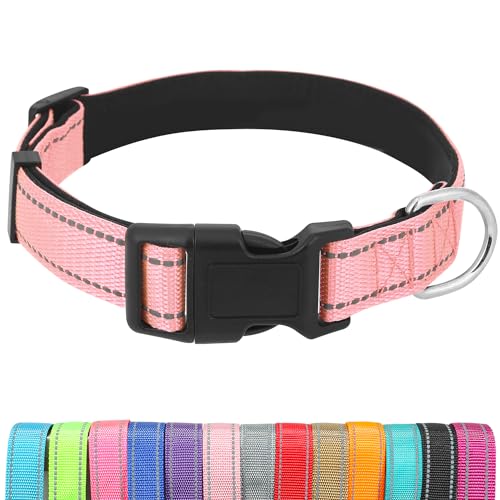 UsunyVora Reflektierendes Hundehalsband mit Schnellverschluss-Schnalle, Neopren, gepolstert, verstellbar, für mittelgroße Hunde, M, Rosa von UsunyVora