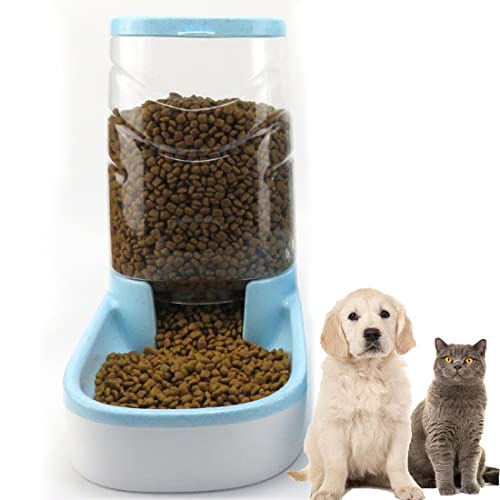 Automatischer Katzenfutterspender Schwerkraft-Hunde-Futterspender und 3,5 l Haustier-Futterspender für kleine und mittelgroße Haustiere (Futterspender, blau) von Utaomld