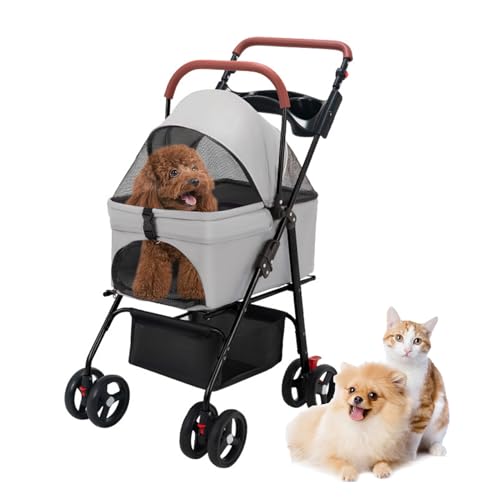 Utaxuper Hundewagen Faltbar mit Regenschutz & Sonnenschutz, Netzfenster, Hundebuggy Katzenbuggy Reflektor für Kleine Mittlere Haustiere Reisen 1 Satz von Utaxuper