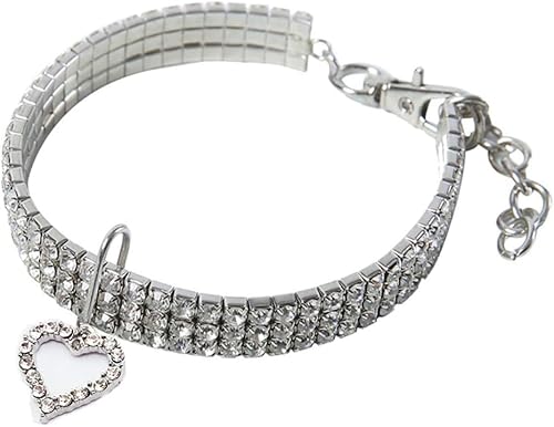 Uteruik Strass-Haustierhalsband für Welpen, Katzen, glitzernd, elastisch, ausgefallene Diamant-Katzenhalsband für kleine Katzen, Hunde (S – 20 + 5 cm) von Uteruik