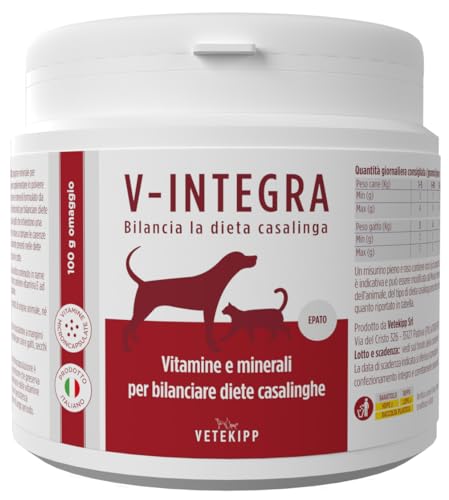 V-INTEGRA Epato Cani e Gatti (Hepato für Hunde und Katzen) - Komplettes Vitamin und mineralstoffreiches Ergänzungsfuttermittel für Heim-Diät mit Kupferbeschränkung - 500g - Made in Italy von V-Integra