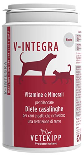 V-INTEGRA Epato Cani e Gatti (Hepato für Hunde und Katzen) - Komplettes Vitamin und mineralstoffreiches Ergänzungsfuttermittel für Heim-Diät mit Kupferbeschränkung - 200g - Made in Italy von V-Integra