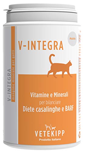 V-INTEGRA Gatto Adulto (Erwachsene Katze) - Komplettes Vitamin und mineralstoffreiches Ergänzungsfuttermittel für Heim-Diät Ernährung ausgewachsener Katzen jeden Alters - 200g - Made in Italy von V-Integra