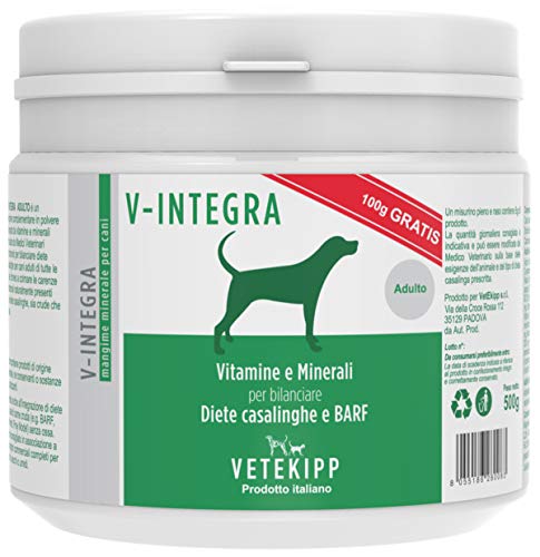 V-INTEGRA Cane Adulto (Erwachsener Hund) - Komplettes Vitamin- und mineralstoffreiches Ergänzungsfuttermittel für Heim-Diät - und Barf-Ernährung von Erwachsener Hunden - 500g - Made in Italy von V-Integra