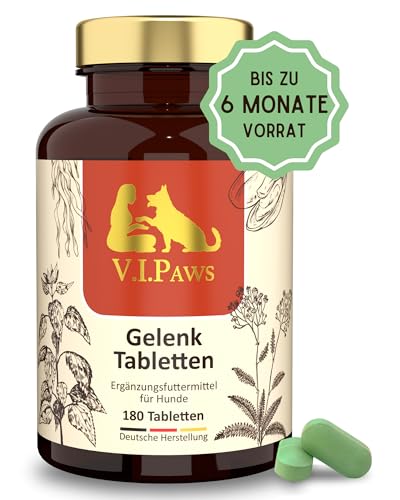 V.I.PAWS® Kollagen für Hunde - LABORGEPRÜFT & HOCHDOSIERT - 180 Hunde Gelenktabletten im Vorteilspack - HOHE AKZEPTANZ & WIRKSAMKEIT - mit Grünlippmuschel MSM Spirulina Brennnessel Mädesüß von V.I.PAWS