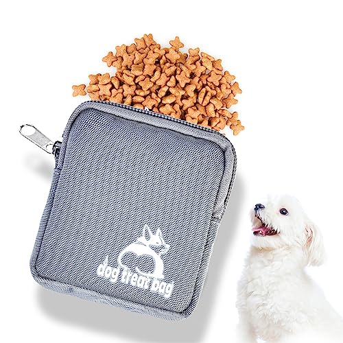 VABNEER 2 Stücke Kleiner Leckerlibeutel für Hunde, Grau Taschengröße Futterbeutel Hunde für Hundetraining Snack von VABNEER