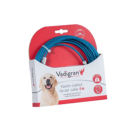 VADIGRAN - Blau kunststoffbeschichtetes Befestigungskabel 6 Meter. Max. 23 kg für Hunde. - VA-13594 von VADIGRAN