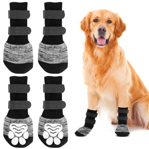 Hundesocken, Anti Rutsch Socken Hund, Pfotenschutz Hund, Stoppersocken Hund, Antirutschsocken Hund, Leckschutz Socken für Hunde, Dog Socks (Schwarz, S) von VAIAV