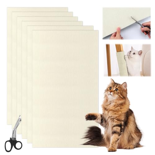 Selbstklebend Kratzbretter Katze, 5 Stück Kratzteppich Katze Wand, Kratzmatte Katze, kratzschutz Sofa, Kratzmatten, Katzenkratzbretter, Kratzbrett Katzen(30 * 60cm,Beige) von VAIAV