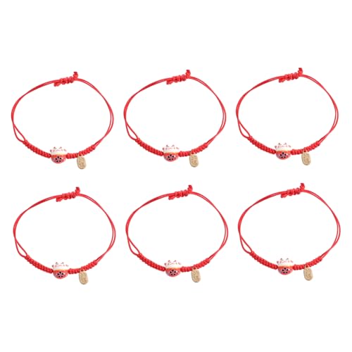 6St Armband rotes Fußkettchen Katze Halskette Katze Handgelenk Kette Katzenschmuck Katzenfenster rolf zuckowski Weihnachten hochzeitsdirndl kotzende Katzen katzentoliette Legierung VALICLUD von VALICLUD