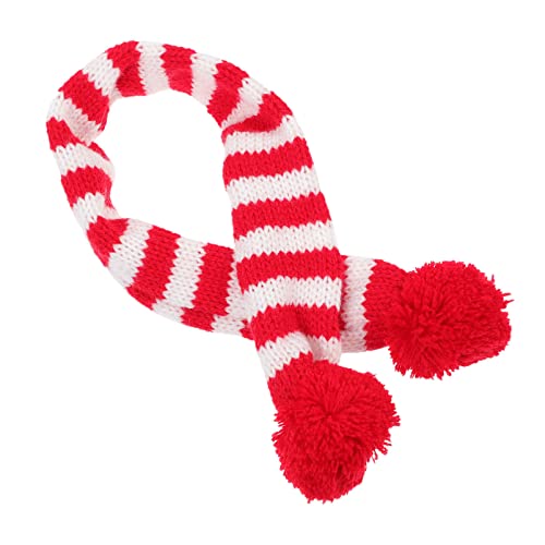 VALICLUD 1stk Gestreifter Weihnachtsschal Schal Mit Haustierstreifen Weihnachtskostüm Für Haustiere Mini-weihnachtsschal Katzenkleidung Winter Hund Bommel Schal Garn Ziemlich Hundekleidung von VALICLUD